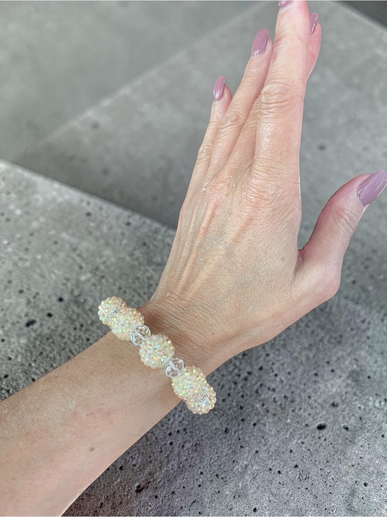 Jewelry - Pavé Crystal Bead Aurora Borealis Rhinestones Stretch Bracelet